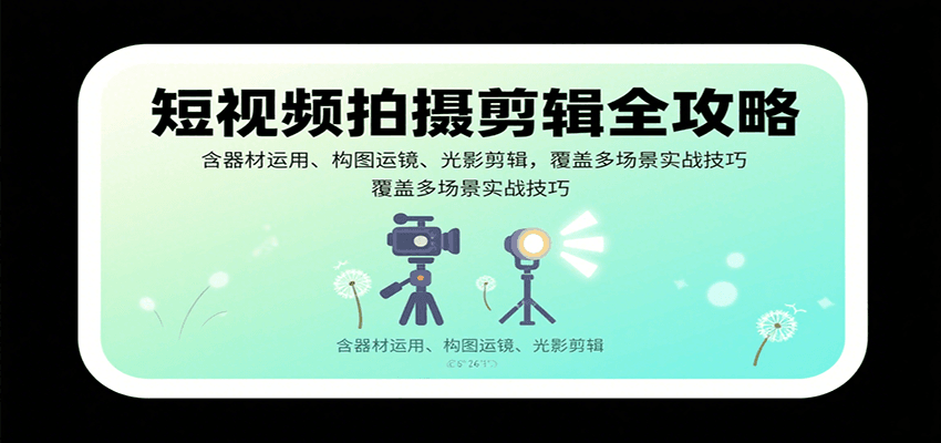 短视频拍摄剪辑全攻略：含器材运用、构图运镜、光影剪辑，覆盖多场景实战技巧 - 严选资源大全 - 严选资源大全