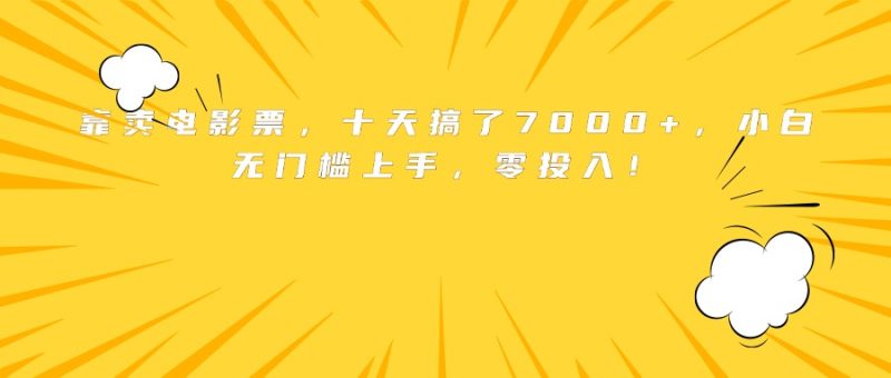 靠卖电影票，十天搞了7000+，小白无门槛上手，零投入！ - 严选资源大全 - 严选资源大全