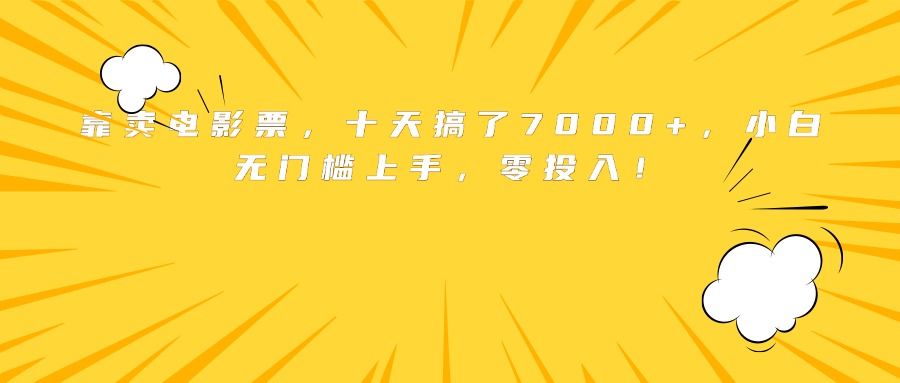 靠卖电影票，十天搞了7000+，小白无门槛上手，零投入！ - 严选资源大全 - 严选资源大全