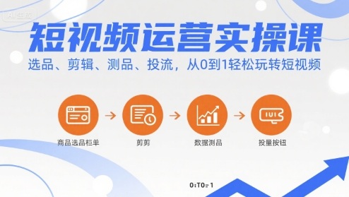 短视频运营实操课，选品、剪辑、测品、投流，从0到1轻松玩转短视频 - 严选资源大全 - 严选资源大全