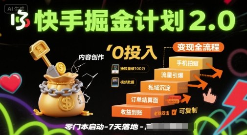 快手掘金计划2.0，快手电商变现全流程，简单可复制，0投入 - 严选资源大全 - 严选资源大全