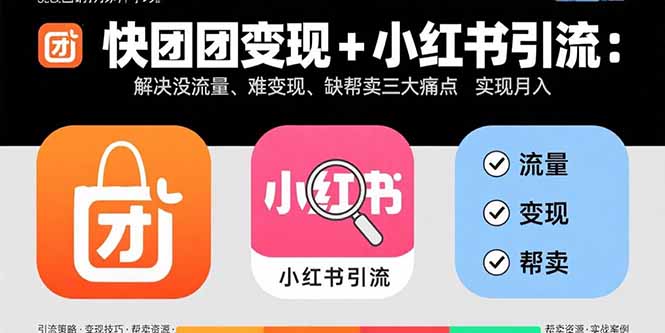 快团团变现+小红书引流：解决没流量、难变现、缺帮卖三大痛点 实现月入3w+ - 严选资源大全 - 严选资源大全