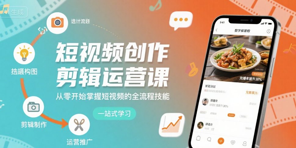 短视频创作剪辑运营课，从零开始掌握短视频的全流程技能 - 严选资源大全 - 严选资源大全