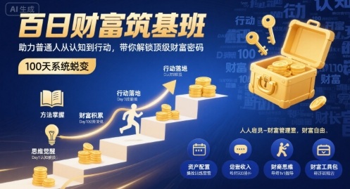 百日财富筑基班，助力普通人从认知到行动，带你解锁顶级财富密码 - 严选资源大全 - 严选资源大全