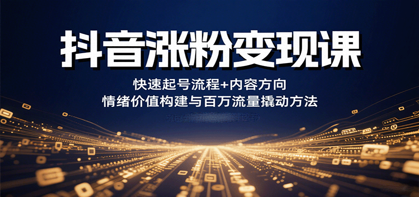 抖音涨粉变现课，快速起号流程+内容方向+情绪价值构建与百万流量撬动方法 - 严选资源大全 - 严选资源大全