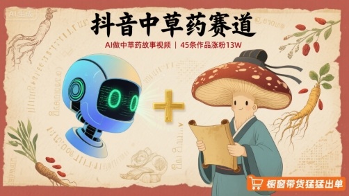 抖音中草药赛道，用AI做中草药故事视频，45条作品涨粉13W，橱窗带货猛猛出单 - 严选资源大全 - 严选资源大全