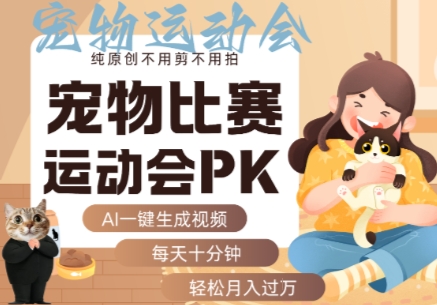 AI一键生成宠物比赛运动会PK视频，纯原创不用剪不用拍，每天十分钟，轻松月入过1W+ - 严选资源大全 - 严选资源大全
