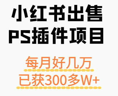小红书出售PS插件项目，每月都收入好几万，长期操作已获利300多W+ - 严选资源大全 - 严选资源大全