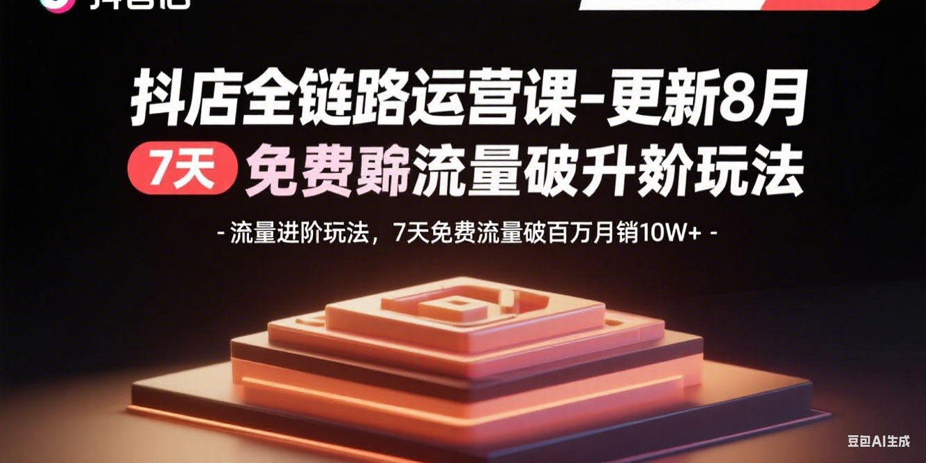 抖店全链路运营课-更新8月：流量进阶玩法，7天免费流量破百万月销10W+ - 严选资源大全 - 严选资源大全