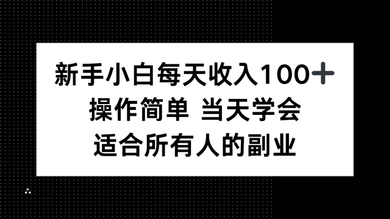 新手小白每天收入100+,操作简单 当天学会 ,适合所有人的副业 - 严选资源大全 - 严选资源大全