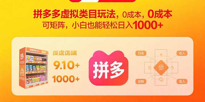拼多多虚拟类目玩法，0成本，可矩阵，小白也能轻松日入1000+ - 严选资源大全 - 严选资源大全