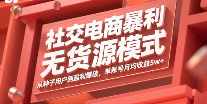 社交电商暴利无货源模式：从种子用户到盈利爆破，单账号月均收益5w+ - 严选资源大全 - 严选资源大全