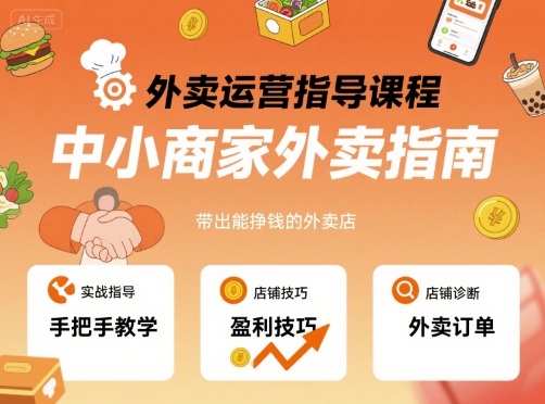 外卖运营指导课程，中小商家外卖指南，手把手带出能挣钱的外卖店 - 严选资源大全 - 严选资源大全