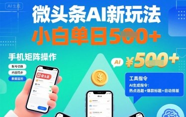 微头条AI新玩法，小白单日5张+，手机可矩阵操作【附工具指令】 - 严选资源大全 - 严选资源大全