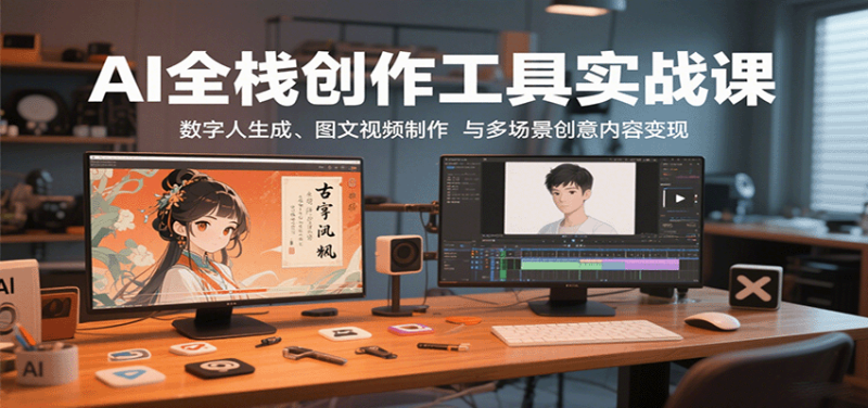 AI全栈创作工具实战课:数字人生成、图文视频制作与多场景创意内容变现 - 严选资源大全 - 严选资源大全