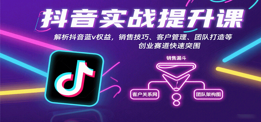 抖音实战提升课：解析抖音蓝v权益，销售技巧、客户管理、团队打造等创业赛道快速突围 - 严选资源大全 - 严选资源大全