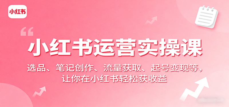 小红书运营实操课:选品、笔记创作、流量获取、起号变现等,让你在小红书轻松获收益 - 严选资源大全 - 严选资源大全