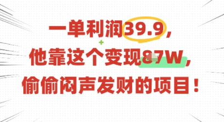 一单利润39.9，有人靠这个变现几十个，偷偷闷声发财的项目 - 严选资源大全 - 严选资源大全