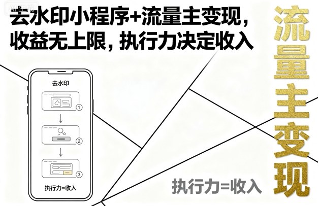 去水印小程序+流量主变现，收益无上限，执行力决定收入 - 严选资源大全 - 严选资源大全