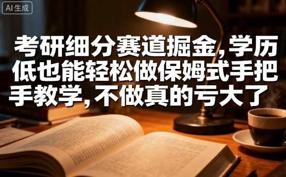 考研细分赛道掘金，日入1k+，学历低也能轻松做保姆式手把手教学，不做真的亏大了【揭秘】 - 严选资源大全 - 严选资源大全