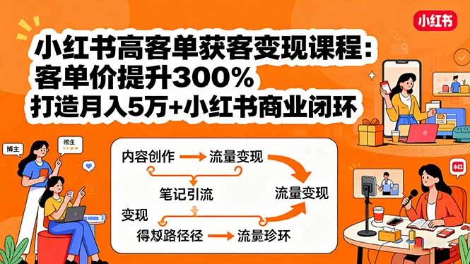 小红书高客单获客变现课程：客单价提升300%，打造月入10万+小红书商业闭环 - 严选资源大全 - 严选资源大全