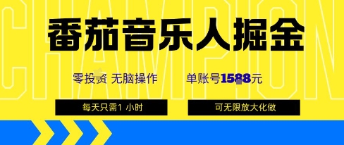 番茄音乐人掘金，单账号最高可撸1k+，可无限矩阵去做，零投入 - 严选资源大全 - 严选资源大全