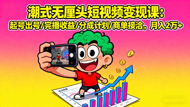 潮式无厘头短视频变现课：起号出号/完播收益/分成计划/商单接洽，月入2万+ - 严选资源大全 - 严选资源大全