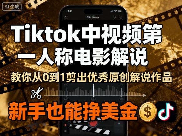 Tiktok中视频第一人称电影解说，教你从0到1剪出一个优秀的原创解说作品，新手也能挣美金 - 严选资源大全 - 严选资源大全