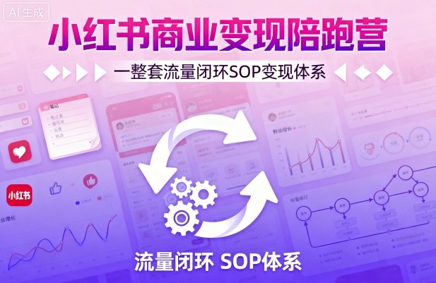 小红书商业变现陪跑营，轻IP矩阵 私域获客 聚光投流，一整套流量闭环SOP变现体系 - 严选资源大全 - 严选资源大全