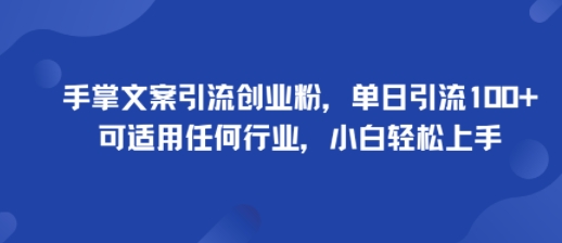 手掌文案引流创业粉，单日引流100+，可适用任何行业，小白轻松上手 - 严选资源大全 - 严选资源大全