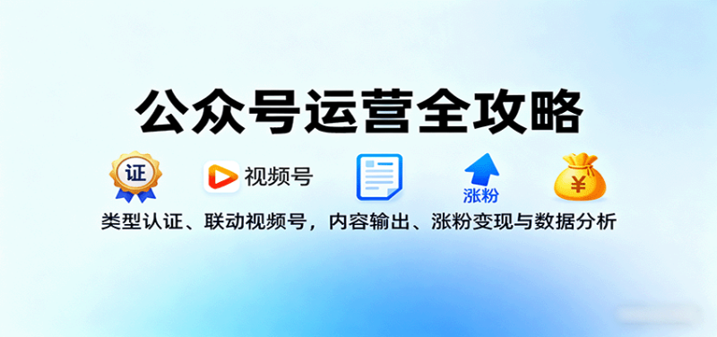 公众号运营全攻略：类型认证、联动视频号，内容输出、涨粉变现与数据分析 - 严选资源大全 - 严选资源大全