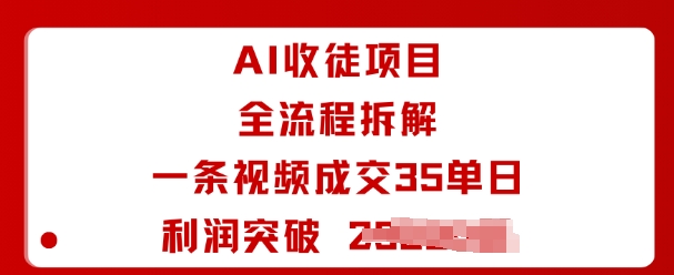 AI收徒项目全流程拆解一条视频成交35单日利润突破1k+ - 严选资源大全 - 严选资源大全