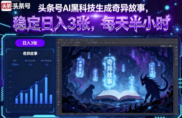 头条号AI黑科技生成奇异故事，稳定日入3张，每天半小时 - 严选资源大全 - 严选资源大全