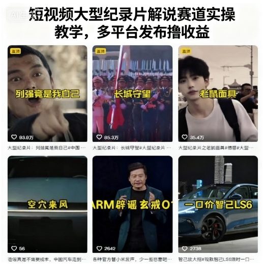短视频大型纪录片解说赛道实操教学，多平台发布撸收益 - 严选资源大全 - 严选资源大全