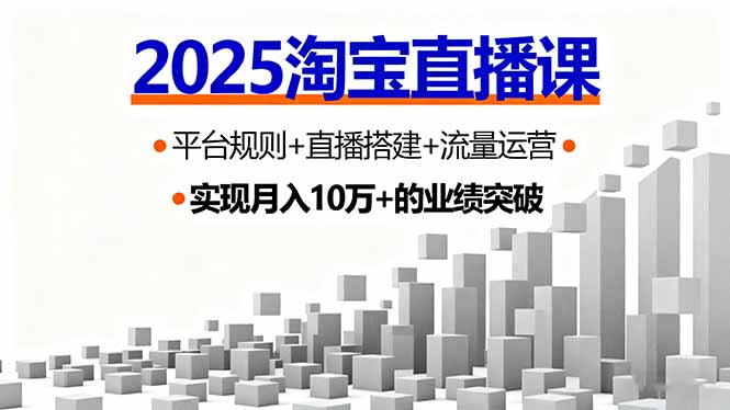 2025淘宝直播课，平台规则+直播搭建+流量运营，首播GMV破3万 - 严选资源大全 - 严选资源大全