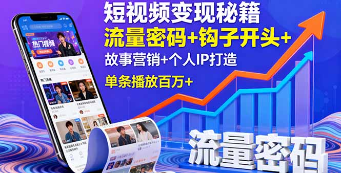 短视频变现秘籍，流量密码+钩子开头+故事营销+个人IP打造，单条播放百万+ - 严选资源大全 - 严选资源大全