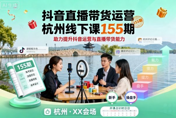 抖音直播带货运营杭州线下课155期，助力提升抖音运营与直播带货能力 - 严选资源大全 - 严选资源大全