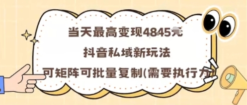 当天最高变现1k+，抖音私域新玩法，可矩阵可批量复制 - 严选资源大全 - 严选资源大全