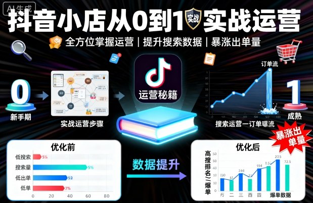 抖音小店从0到1实战运营，帮你全方位掌握小店运营，提升搜索数据与出单量 - 严选资源大全 - 严选资源大全