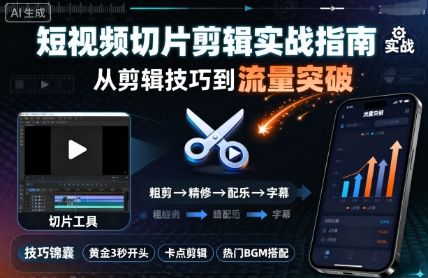短视频切片剪辑实战指南，从剪辑技巧到流量突破 - 严选资源大全 - 严选资源大全