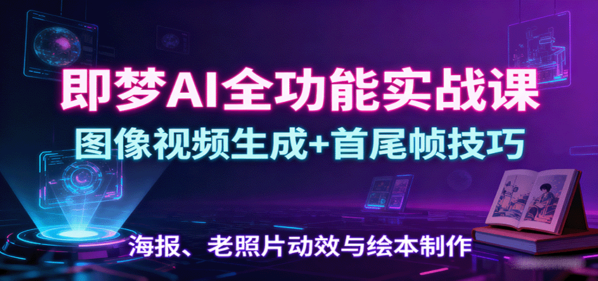 即梦AI全功能实战课:图像视频生成+首尾帧技巧,海报、老照片动效与绘本制作 - 严选资源大全