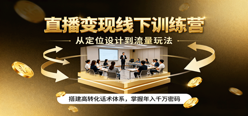 直播变现线下训练营，从定位设计到流量玩法，搭建高转化话术体系，掌握年入千万密码 - 严选资源大全 - 严选资源大全