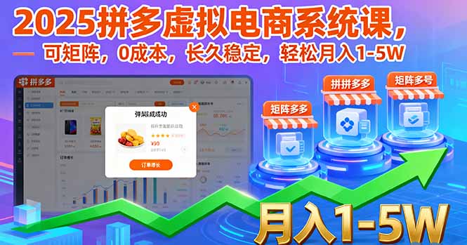 2025拼多多虚拟电商系统课，可矩阵，0成本，长久稳定，轻松月入1-5W - 严选资源大全 - 严选资源大全