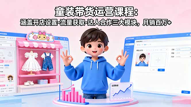 童装带货运营课程：涵盖开店设置-流量获取-达人合作三大模块，月销百万+ - 严选资源大全 - 严选资源大全
