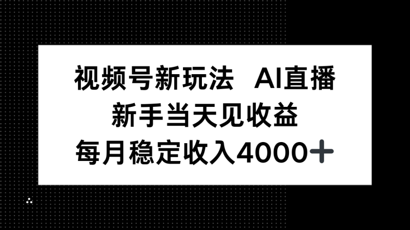 视频号新玩法AI直播，新手小白当天见收益，月入4000+ - 严选资源大全 - 严选资源大全