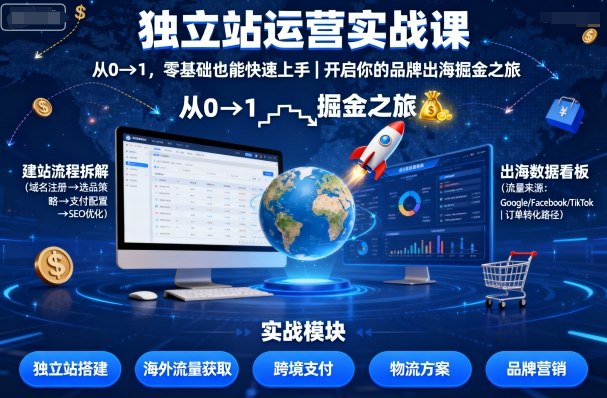 独立站运营实战课，​从0到1，零基础也能快速上手，开启你的品牌出海掘金之旅 - 严选资源大全 - 严选资源大全