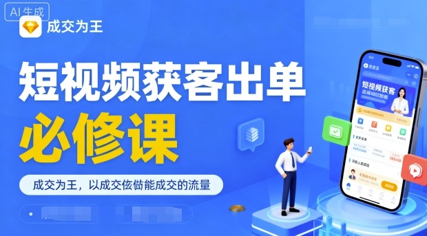 短视频获客出单必修课，成交为王，以成交为导向，直接做能成交的流量 - 严选资源大全 - 严选资源大全