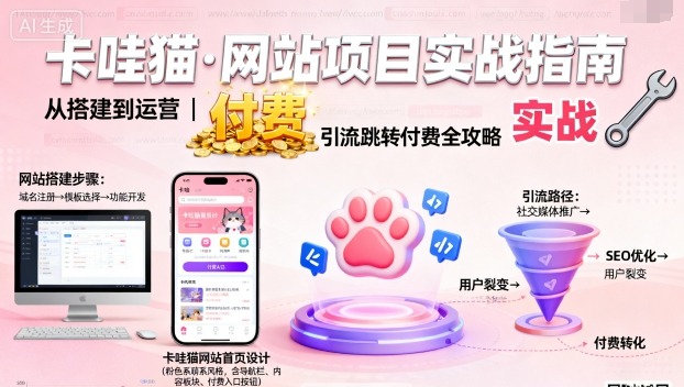 卡哇猫·网站项目，网站搭建与运营以及引流跳转付费 - 严选资源大全 - 严选资源大全