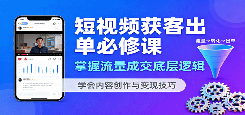 短视频获客出单必修课:掌握流量成交底层逻辑,学会内容创作与变现技巧 - 严选资源大全