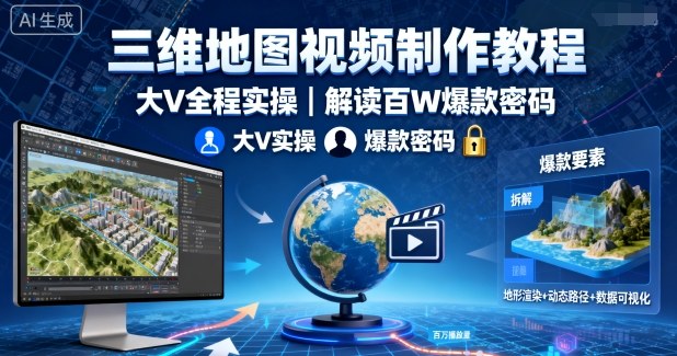 三维地图视频制作教程，大V全程实操，解读百W爆款密码 - 严选资源大全 - 严选资源大全